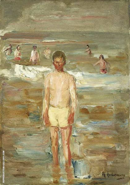 Standing Boy on The Beach by Max Liebermann | Oil Painting Reproduction