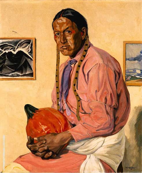 Man with a Pumpkin by Walter Ufer | Oil Painting Reproduction