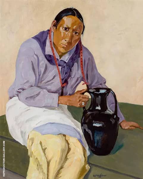 Man with Olla by Walter Ufer | Oil Painting Reproduction