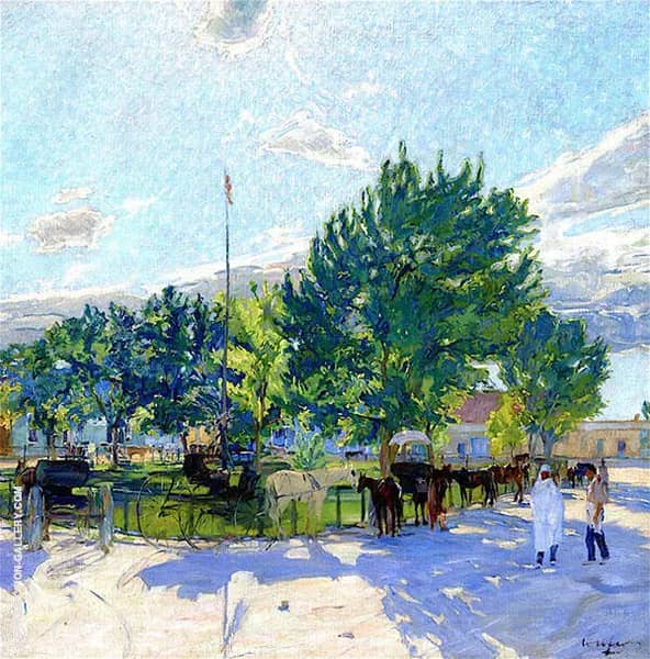 Taos Plaza New Mexico 1917 by Walter Ufer | Oil Painting Reproduction