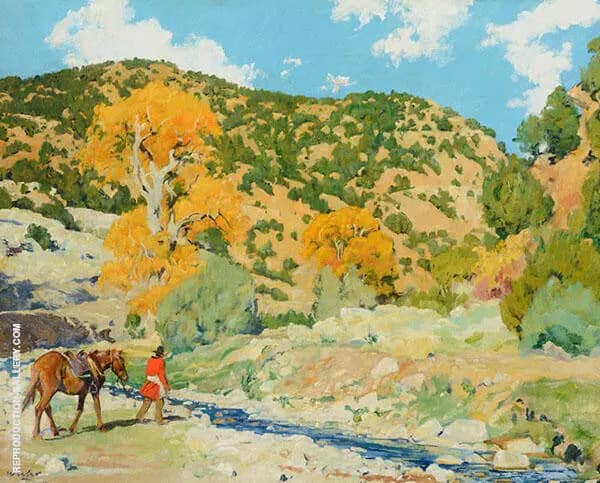 Water Crossing The Creek by Walter Ufer | Oil Painting Reproduction