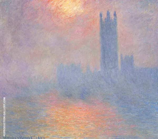 Houses of Parliament Sun Shining through Fog 1904 | Oil Painting Reproduction