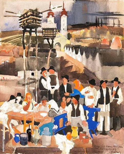 Village Scene by Vilmos aba-Novak | Oil Painting Reproduction