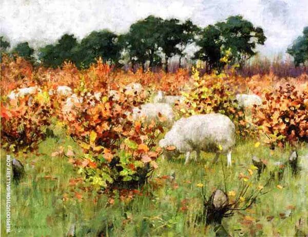 Grazing Sheep by George Hitchcock | Oil Painting Reproduction