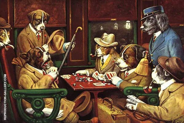 His Station and Four Aces | Oil Painting Reproduction