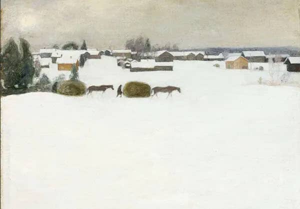Load of Hay 1899 by Pekka Halonen | Oil Painting Reproduction