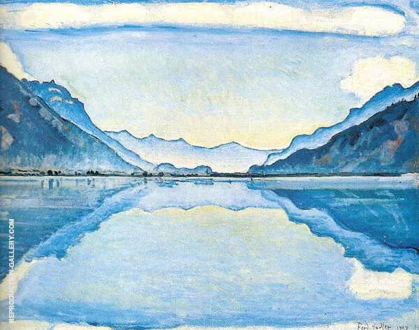 Lake Thun with Symmetric Reflection 1909 | Oil Painting Reproduction