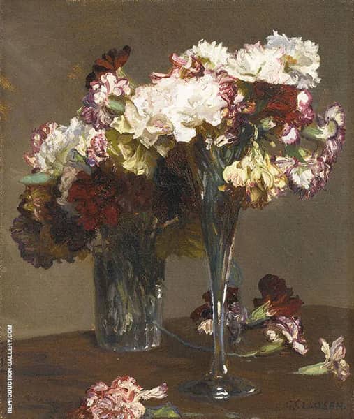 Still Life of Carnations by Sir George Clausen | Oil Painting Reproduction
