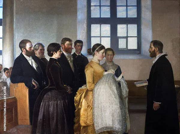 A Baptism by Michael Peter Ancher | Oil Painting Reproduction