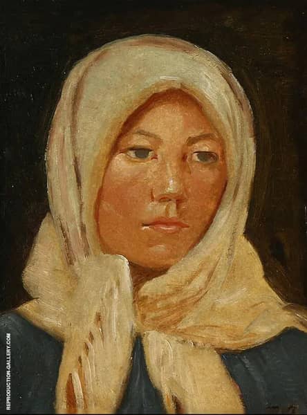 Young Woman from Skagen Wearing a Scarf | Oil Painting Reproduction