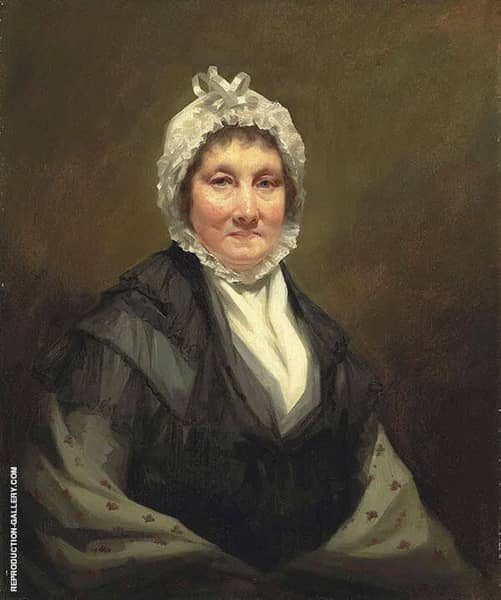 Portrait of The Hon Mrs King of Dunira Half Length in Black Dress and Grey Shawl with a White Bonnet | Oil Painting Reproduction
