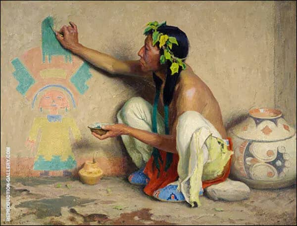 The Kachina Painter 1917 by E. Irving Couse | Oil Painting Reproduction