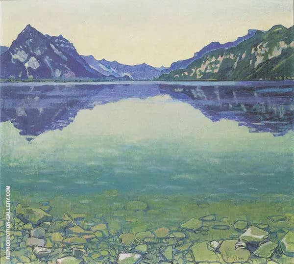 Lake Thun with Symmetric Reflection Before Sunrise 1904 | Oil Painting Reproduction