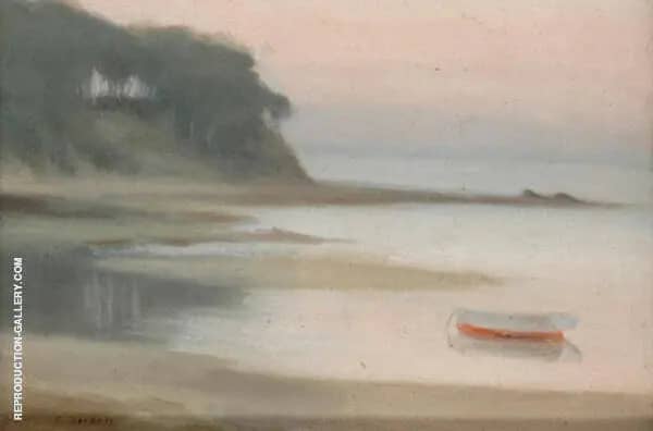 Moored Boat, Bayside by Clarice Beckett | Oil Painting Reproduction