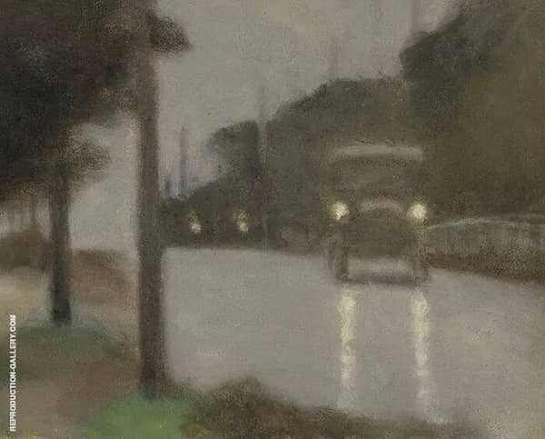 Motor Lights 1929 by Clarice Beckett | Oil Painting Reproduction