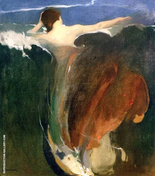 The Wave by Arthur Frank Mathews | Oil Painting Reproduction