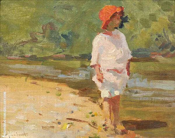 Young Child at The Water's Edge | Oil Painting Reproduction