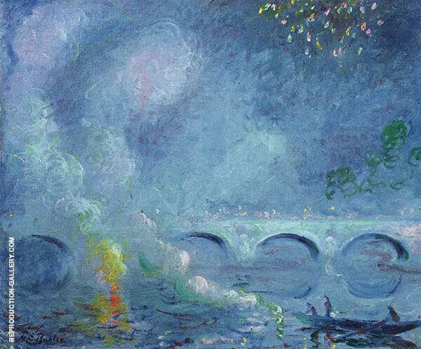 Fireworks Vernon Bridge | Oil Painting Reproduction