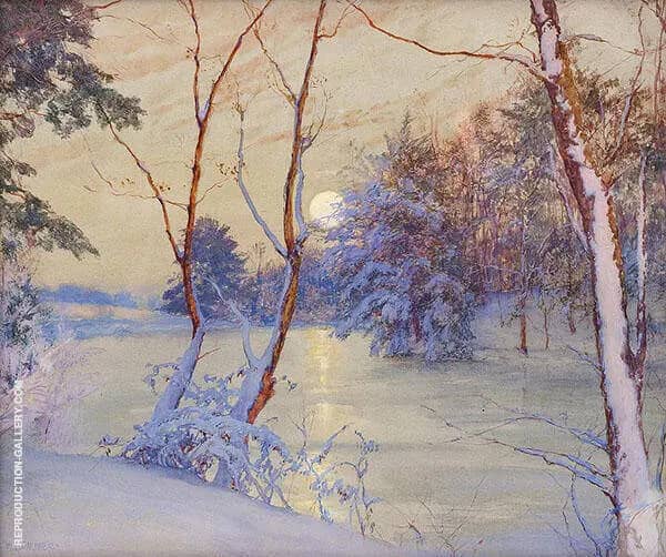 Winter Moonrise by Walter Launt Palmer | Oil Painting Reproduction