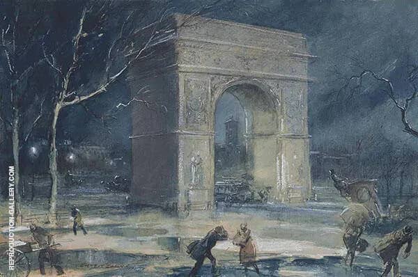 The Arch Washington Square by Everett Shinn | Oil Painting Reproduction