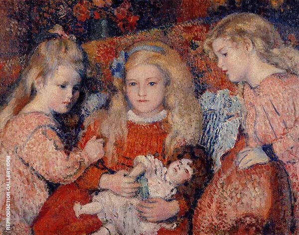 Three Little Girls 1907 by Georges Lemmen | Oil Painting Reproduction