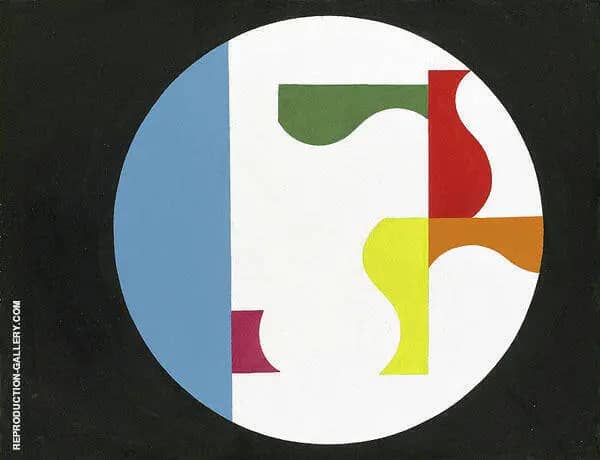 Composition in a White Circle on a Black Background | Oil Painting Reproduction