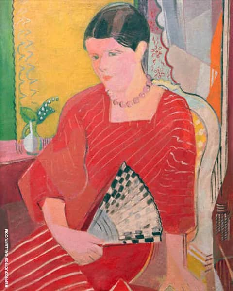 Brigitte in a Red Dress by Oskar Moll | Oil Painting Reproduction