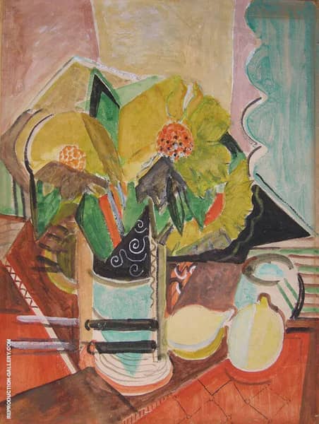 Still Life with Sunflowers by Oskar Moll | Oil Painting Reproduction