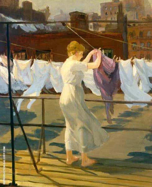 Sun and Wind on The Roof 1915 by John Sloan | Oil Painting Reproduction