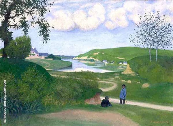 Landscape with River and Two Figures | Oil Painting Reproduction