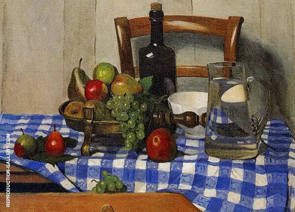 Still Life with Blue Checkered Tablecloth 1919 | Oil Painting Reproduction