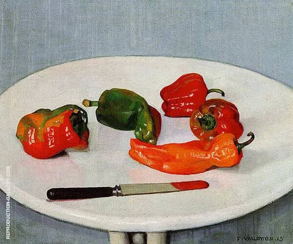 Still Life with Red Peppers on a White Lacquered Table 1915 | Oil Painting Reproduction