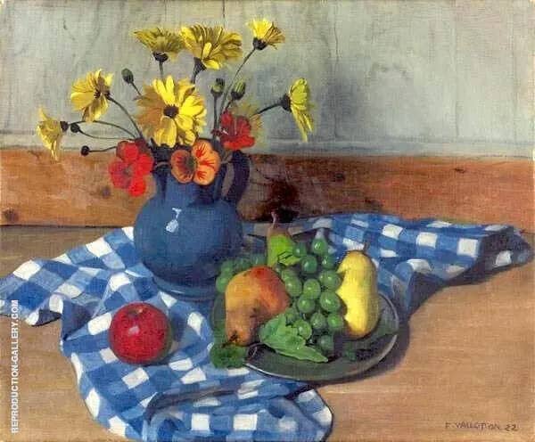 Sunflowers Pears and Grapes by Felix Vallotton | Oil Painting Reproduction