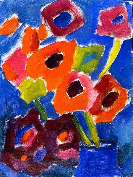Flowers in a Blue Vase by Alexej von Jawlensky | Oil Painting Reproduction