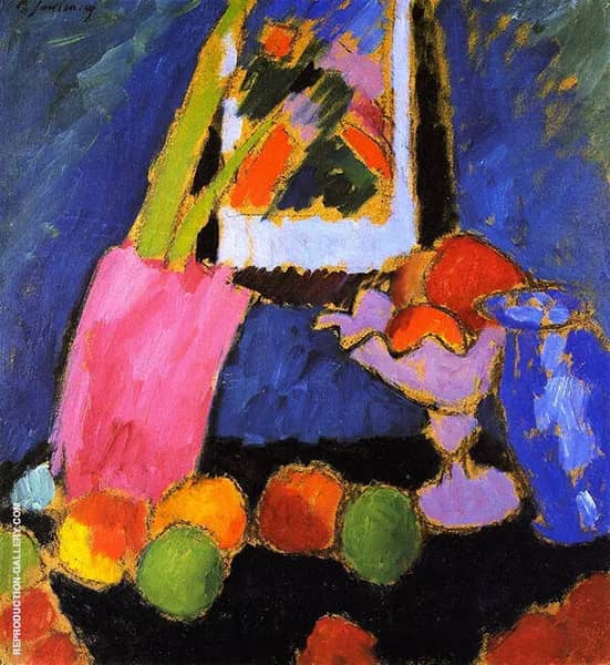 Still LIfe with Apples and Violet Fruit Stand | Oil Painting Reproduction