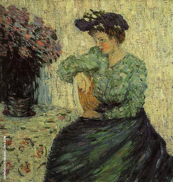 Young Woman with Bunch of Lilacs | Oil Painting Reproduction