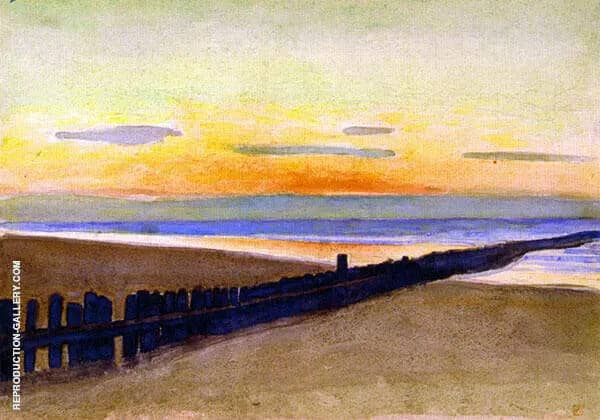 Beach at Sunset by Theo van Rysselberghe | Oil Painting Reproduction