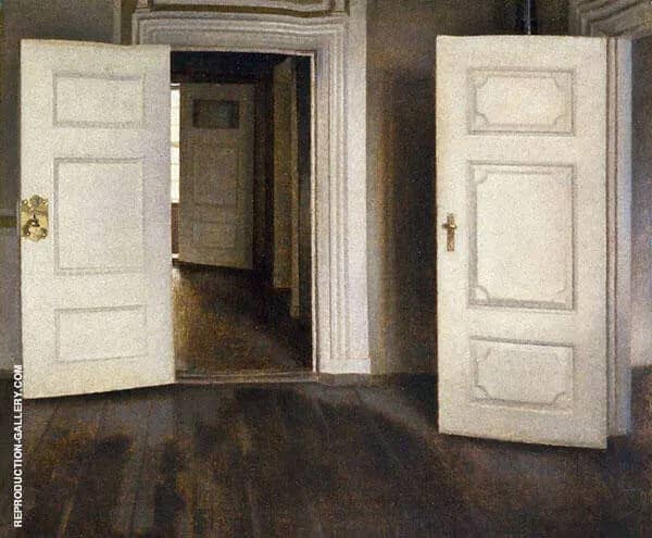 Open Doors 1906 by Vihelm Hammershoi | Oil Painting Reproduction