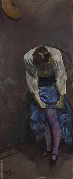 Girl Who Binds her Garter by Christian Krohg | Oil Painting Reproduction