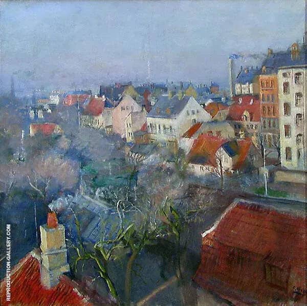 View over Frederiksberg Copenhagen 1890 | Oil Painting Reproduction
