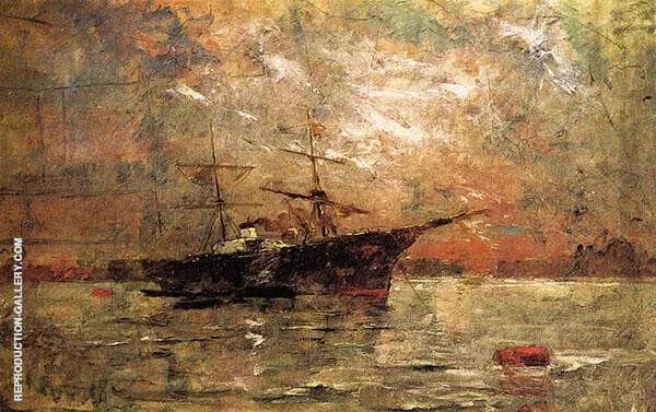 Steamer at Anchor Twighlight Venice | Oil Painting Reproduction