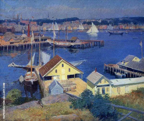 The Yellow Pier Shed 1910 by Frank Duveneck | Oil Painting Reproduction