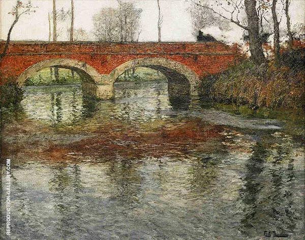 French River Landscape with a Stone Bridge | Oil Painting Reproduction