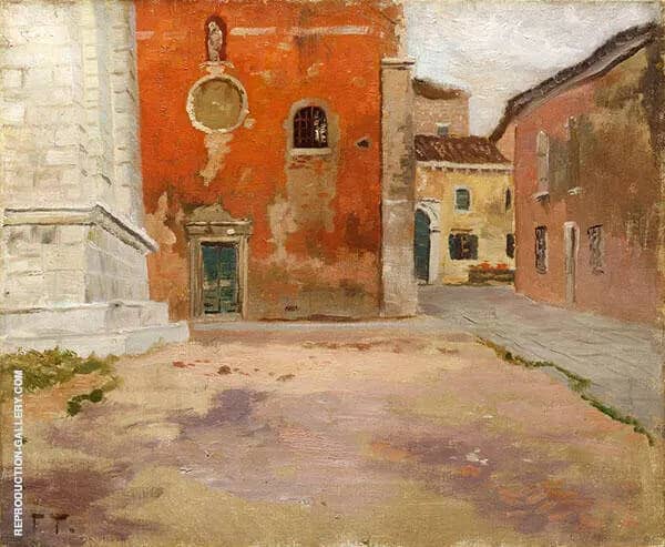 Red Church Wall by Frits Thaulow | Oil Painting Reproduction