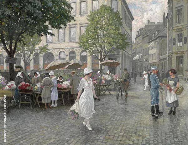 Hojbro Plads Copenhagen by Paul Gustav Fischer | Oil Painting Reproduction