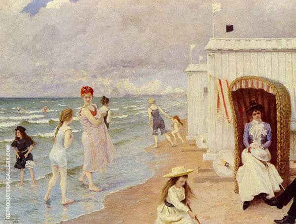 The Day at The Beach by Paul Gustav Fischer | Oil Painting Reproduction