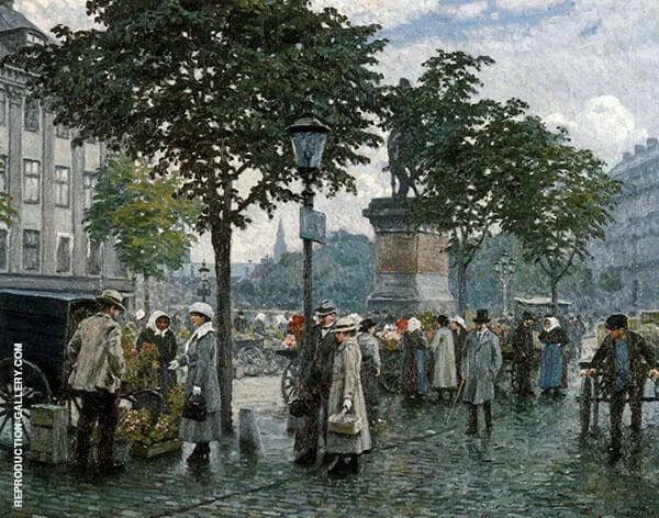 The Flower Market by Paul Gustav Fischer | Oil Painting Reproduction