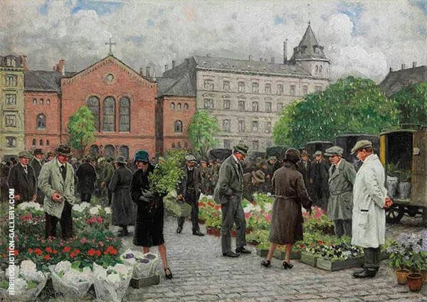 The Flower Market 2 by Paul Gustav Fischer | Oil Painting Reproduction