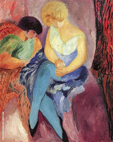 The Brunette and The Blonde by Sigrid Hjerten | Oil Painting Reproduction