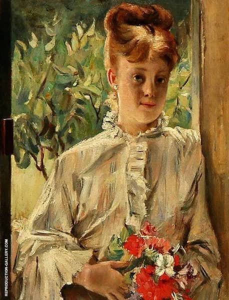 Girl with Flowers by Alfred Stevens | Oil Painting Reproduction